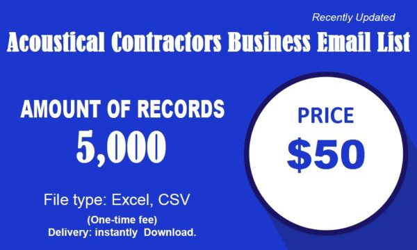 Acoustical Contractors Email Marketing Data