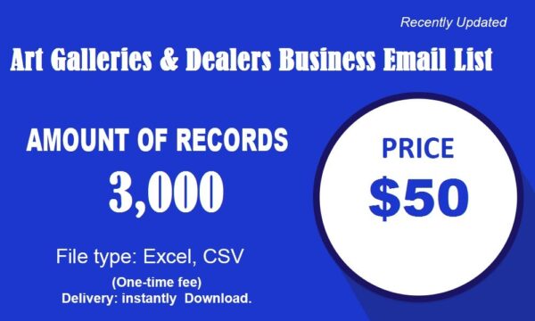 Art Galleries & Dealers Email Marketing Data