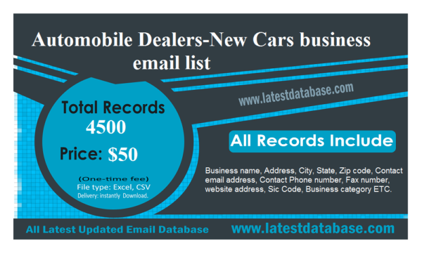 Automobile Dealers-New Cars Email Marketing Data