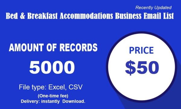 Bed & Breakfast Accommodations Email Marketing Data