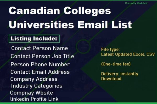 Canadian Colleges Universities Email Marketing Data