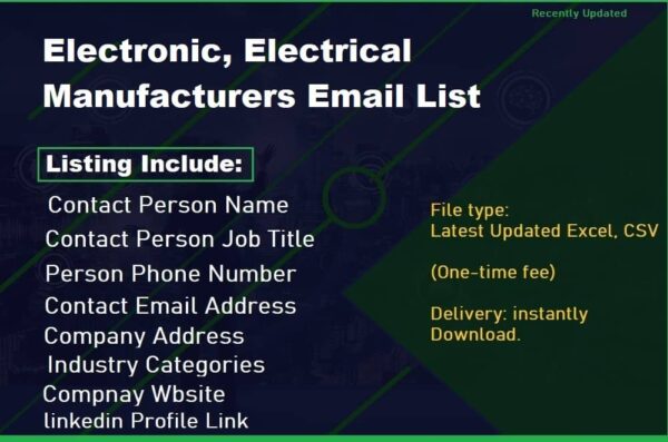 Electronic, Electrical Manufacturers Email Marketing Data