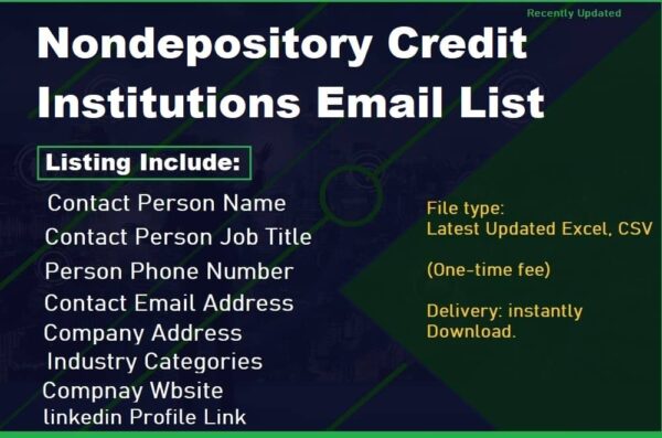 Nondepository Credit Institutions Email Marketing Data