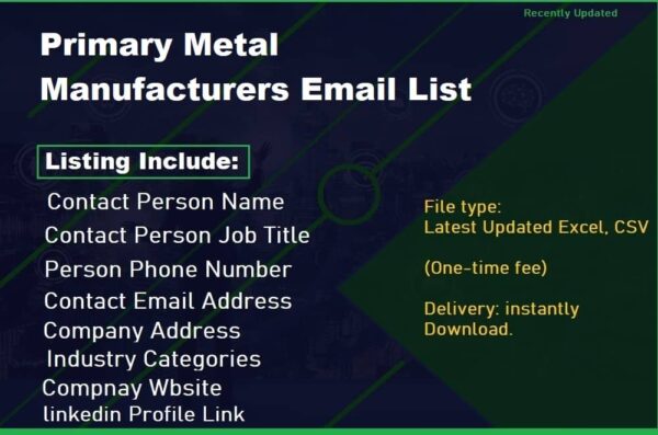 Primary Metal Manufacturers Email Marketing Data